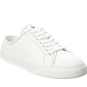 Stuart Weitzman White Glitter Sneakers